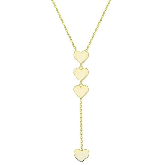 Heart Lariat Dangle Gold Necklace