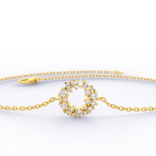 Cluster Diamond Gold Bracelet