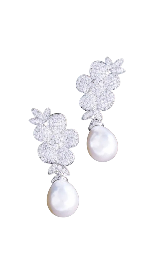 Lia Pearl Pave Earrings