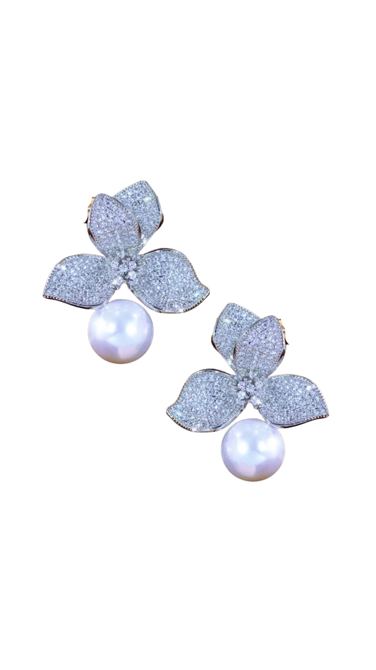 Delphine Pearl Pave Earrings
