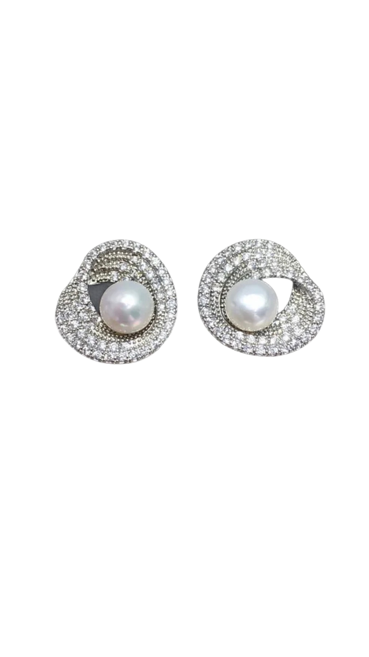 Margot Pearl Pave Stud Earrings