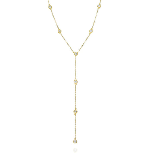 Long Diamond Lariat Gold Necklace