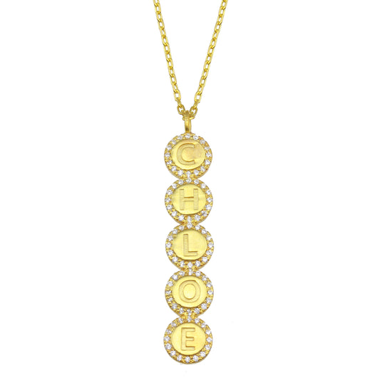 Diamond Bubble Name Gold Necklace