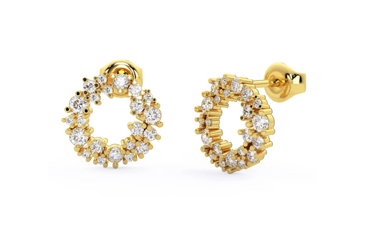 Cluster Diamond Gold Earrings