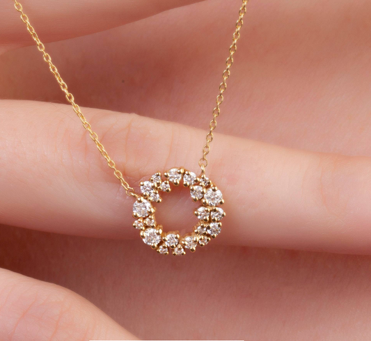 Cluster Diamond Gold Necklace