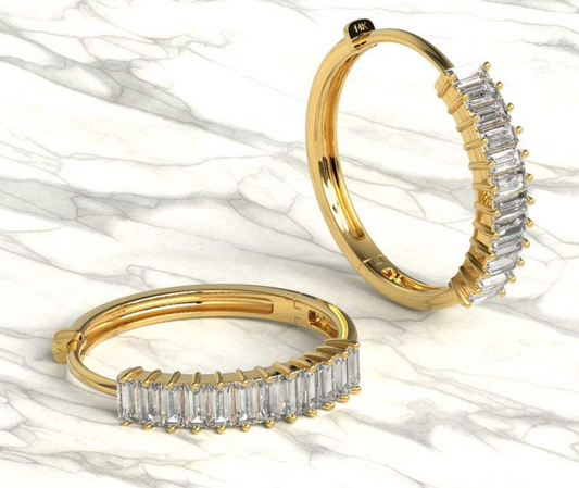 Baguette Diamond Gold Hoop Earrings