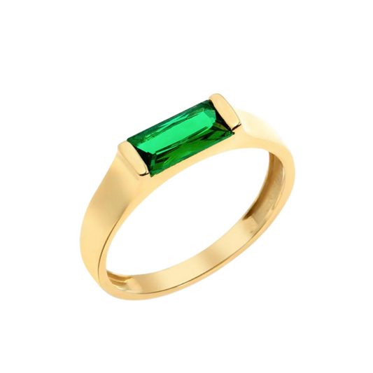 Dainty Emerald Gold Ring Band
