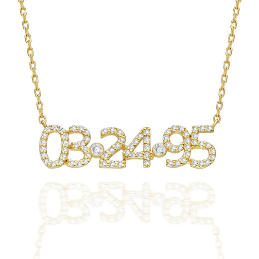 Horizontal Date Gold and Diamond Necklace